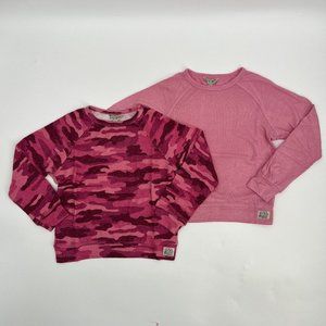 Lucky Brand Girl's Long Sleeve Raglan Knit Top T-Shirt Berry Camo/Pink L/14-16